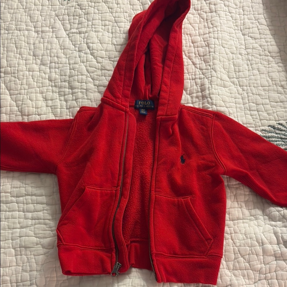 Polo by Ralph Lauren Kids Bright Red Hooded Fleece Zip-Up